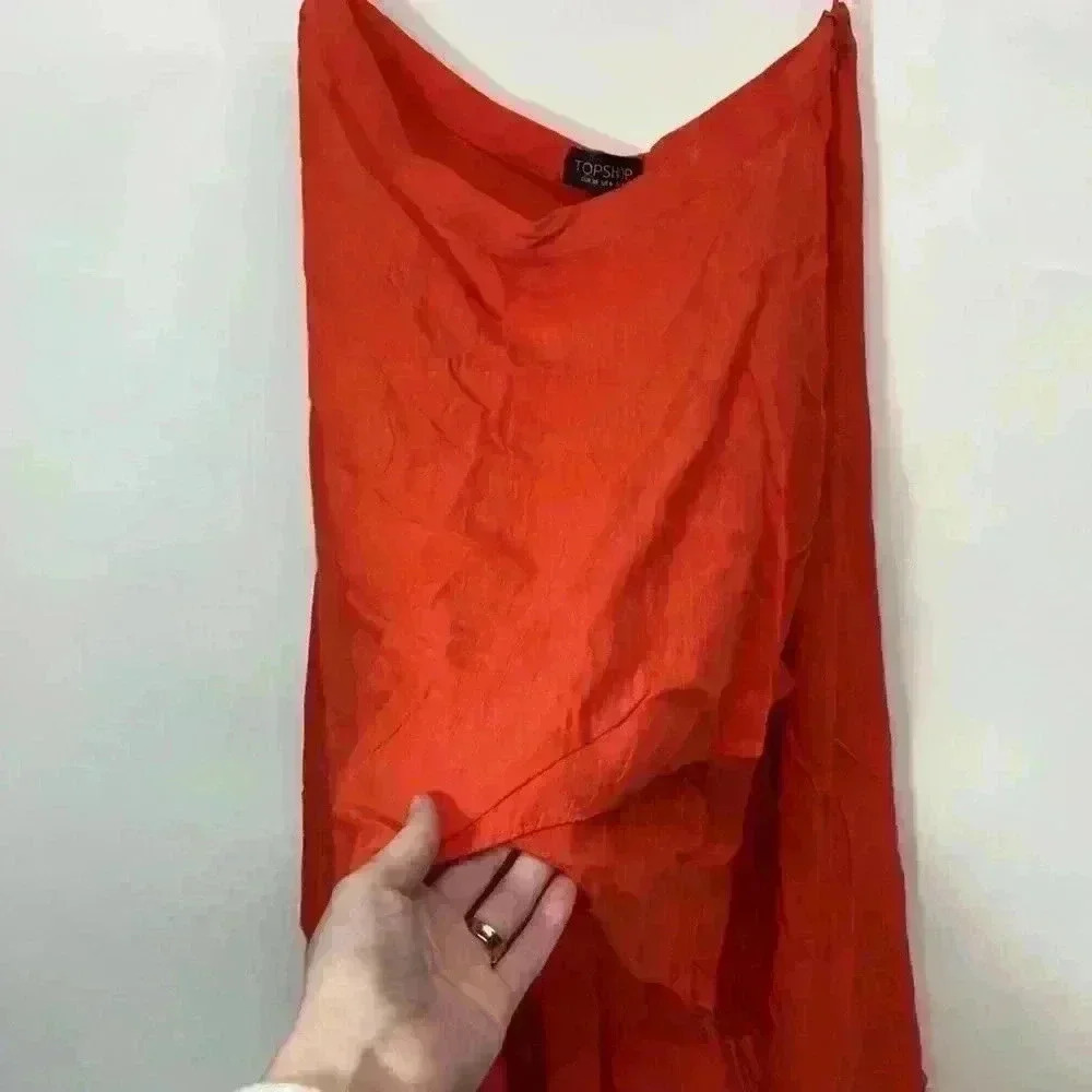 Top shop size 6 orange skirt short to long - Picture 3 of 6